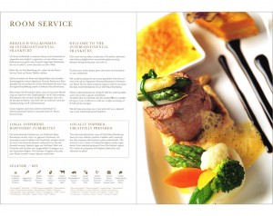 Room Service Karte – InterContinental Frankfurt